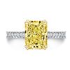 Image 3 : Natural 3.97 CTW Canary Yellow Elongated Radiant Cut Diamond Engagement Ring 18KT Two-tone