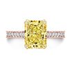 Image 4 : Natural 3.97 CTW Canary Yellow Elongated Radiant Cut Diamond Engagement Ring 18KT Two-tone