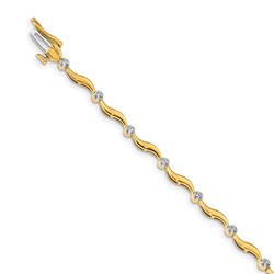 14k Yellow Gold Diamond Wave Bracelet - 7 in.