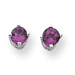 14k White Gold 4 mm Rhodolite Garnet Earrings