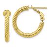 Image 1 : 10k Yellow Gold Twisted Round Omega Back Hoop Earrings - 15 mm