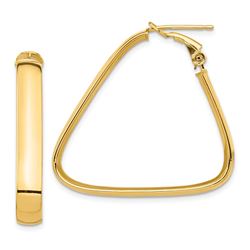 14k Yellow Gold Omega Back Triangle Hoop Earrings - 5x34 mm