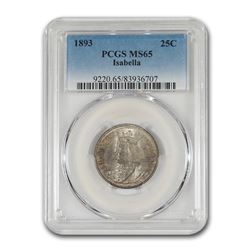 1893 Isabella Quarter Commemorative MS-65 PCGS