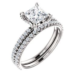 Natural 1.92 CTW Hidden Halo Princess Cut Diamond Engagement Set 14KT White Gold
