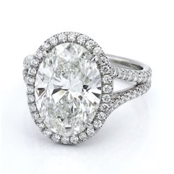 Natural 3.82 CTW Halo Oval Cut Split Shank Diamond Engagement Ring 18KT White Gold