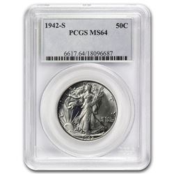 1942-S Walking Liberty Half Dollar MS-64 PCGS