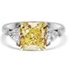 Image 4 : Natural 3.62 CTW Canary Light Yellow Radiant Cut 3-Stone Diamond Ring 18KT Two-tone