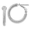 Image 1 : 14k White Gold Twisted Round Omega Back Hoop Earrings - 15 mm