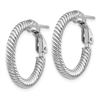 Image 2 : 14k White Gold Twisted Round Omega Back Hoop Earrings - 15 mm