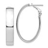 Image 1 : 14k White Gold Omega Back Oval Hoop Earrings - 7x21 mm