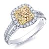 Image 1 : Natural 1.67 CTW Canary Yellow Radiant Cut Diamond Engagement Ring 14KT Two-tone