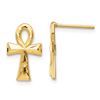 Image 1 : 14k Yellow Gold Ankh Cross Post Earrings