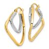Image 2 : 14k Two-tone Polished & Diamond-cut Hoop Earrings