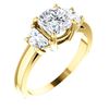 Image 1 : Natural 1.72 CTW 3-Stone Cushion Cut & half moons Diamond Ring 14KT Yellow Gold