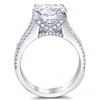 Image 3 : Natural 3.27 CTW Princess Cut 3-Rows Diamond Engagement Ring 14KT White Gold