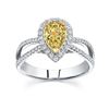 Image 1 : Natural 3.27 CTW Pear Cut Canary Light Yellow Diamond Engagement Ring 14KT Two-tone