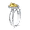 Image 3 : Natural 3.27 CTW Pear Cut Canary Light Yellow Diamond Engagement Ring 14KT Two-tone