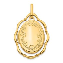 14k Yellow Gold Dancing 24 mm Oval Locket Pendant