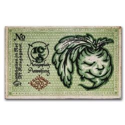 1917 Notgeld Bielefeld 10 Pfennig Silk Money AU (Green)