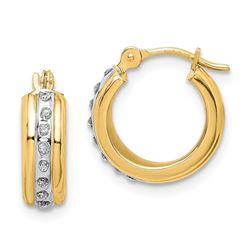 14k Yellow Gold Diamond Fascination Petiet Hoop Earrings