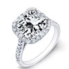 Natural 2.93 CTW Radiant Cut & Round Pave Diamond Engagement Ring 14KT White Gold