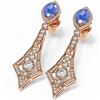 Image 3 : 10.47 ctw Tanzanite & Diamond Earrings 18K Rose Gold - REF-654W5H