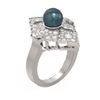 Image 1 : 1.66 ctw Diamond & Pearl Ring 18K White Gold - REF-202X9A