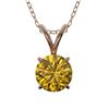 Image 1 : 0.79 ctw Certified Intense Yellow Diamond Necklace 10k Rose Gold - REF-82A2N