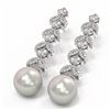 Image 3 : 3.32 ctw Diamond & Pearl Earrings 18K White Gold - REF-430W8H