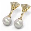 Image 3 : 3 ctw Diamond & Pearl Earrings 18K Yellow Gold - REF-308K5Y
