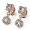 Image 1 : 1.72 ctw Princess Cut Diamond Designer Earrings 18K Rose Gold - REF-194M3G