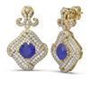 Image 2 : 7.51 ctw Sapphire & Diamond Earrings 18K Yellow Gold - REF-294H4R