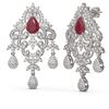 Image 2 : 15.15 ctw Ruby & Diamond Earrings 18K White Gold - REF-781X8A