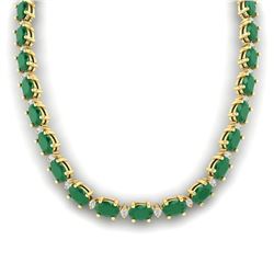 71.85 ctw Emerald & VS/SI Diamond Eternity Necklace 10k Yellow Gold - REF-709A3N