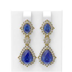 10.08 ctw Tanzanite & Diamond Earrings 18K Yellow Gold - REF-463Y6X