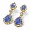 Image 3 : 10.08 ctw Tanzanite & Diamond Earrings 18K Yellow Gold - REF-463Y6X