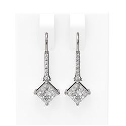 1.64 ctw Princess Diamond Earrings 18K White Gold - REF-272M2G