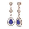 Image 2 : 11.87 ctw Sapphire & Diamond Earrings 18K Rose Gold - REF-509H3R