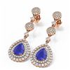 Image 3 : 11.87 ctw Sapphire & Diamond Earrings 18K Rose Gold - REF-509H3R