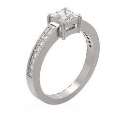 1.09 ctw Princess Diamond Ring 18K White Gold - REF-172A6N