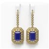 Image 1 : 14.16 ctw Sapphire & Diamond Victorian Earrings 14K Yellow Gold - REF-318A2N