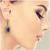 Image 3 : 14.16 ctw Sapphire & Diamond Victorian Earrings 14K Yellow Gold - REF-318A2N