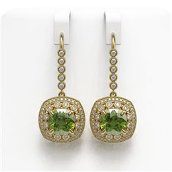 14.1 ctw Tourmaline & Diamond Victorian Earrings 14K Yellow Gold - REF-331X5A