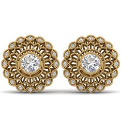 1.5 ctw Certified VS/SI Diamond Art Deco Stud Earrings 14k Yellow Gold - REF-254G5W