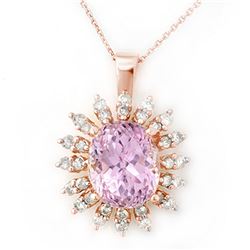 8.68 ctw Kunzite & Diamond Necklace 14k Rose Gold - REF-138F8M