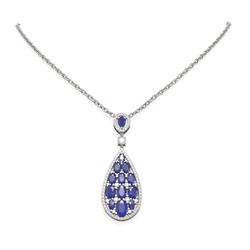 12.37 ctw Sapphire & Diamond Necklace 18K White Gold - REF-323X6A