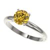 Image 1 : 1.25 ctw Certified Intense Yellow Diamond Solitaire Ring 10k White Gold - REF-184N3F