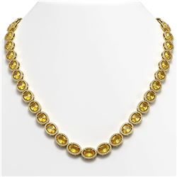 46.39 ctw Fancy Citrine & Diamond Micro Pave Halo Necklace 10k Yellow Gold - REF-663X6A