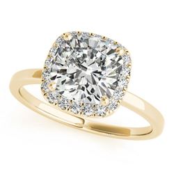0.62 ctw Certified VS/SI Cushion Diamond Halo Ring 18k Yellow Gold - REF-105F3M