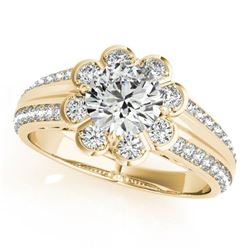 1.5 1.50 ctw Certified VS/SI Diamond Halo Ring 18k Yellow Gold - REF-299A2N